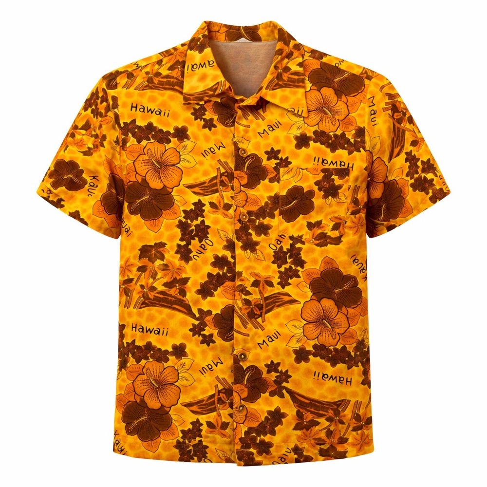 VTG 60s Royal Hawaiian Aloha Shirt Men Medium Floral Hawaii Islands Orange *READ